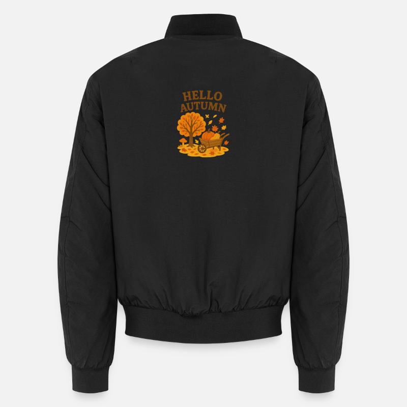 Accueil automnal avec arbre et citrouille Bomber unisexe