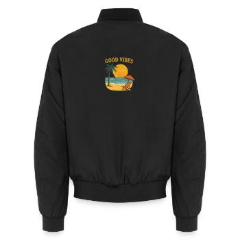 Sonnenuntergang Strand Motiv - Unisex Bomberjacke - Schwarz - Hinten - AI Model Male 185 light (185cm)