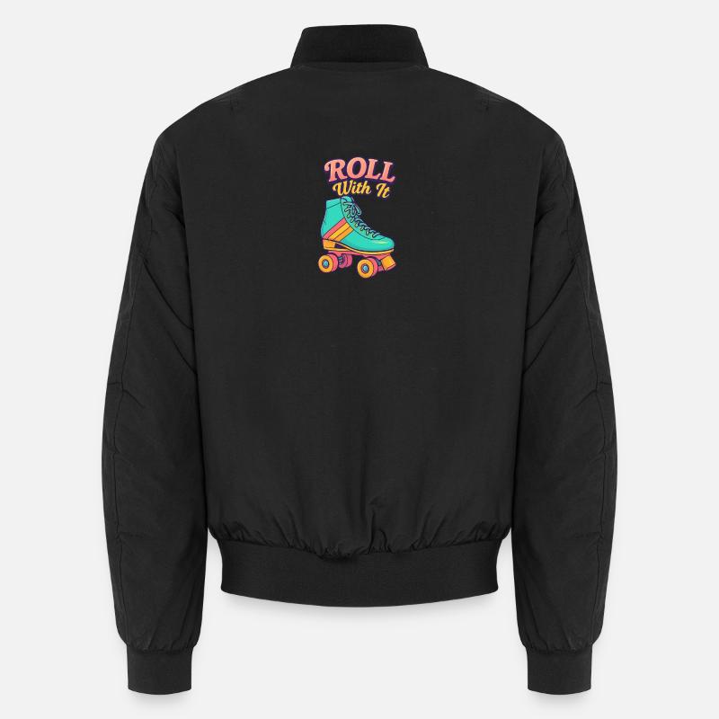 Retro Roller Skate Motif Design Unisex Bomber Jacket