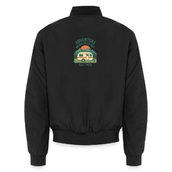 Abenteuer - Unisex Bomberjacke - Schwarz - Hinten - AI Model Male 185 light (185cm)