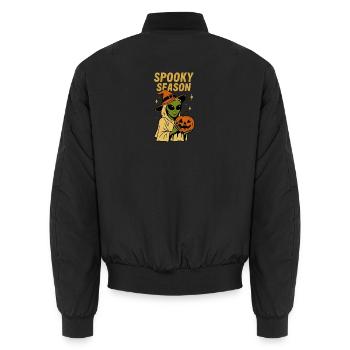 Alien Hexe Halloween Kürbis Gruselige Jahreszeit Design - Unisex Bomberjacke - Schwarz - Hinten - AI Model Male 185 light (185cm)