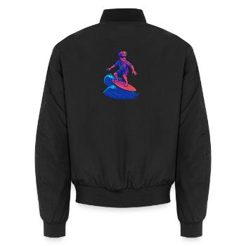 Wave Rider - Unisex Bomber Jacket - black - Back - AI Model Male 185 light (185cm)