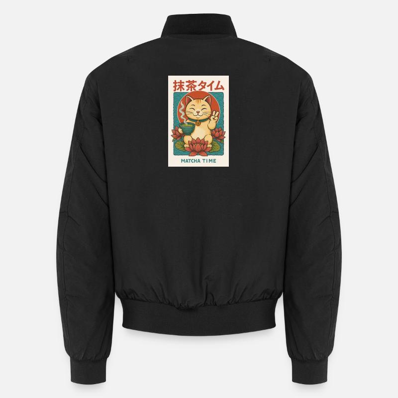 Cat Lover Meet Matcha Unisex Bomber Jacket