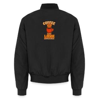 Le café est ma langue d’amour - Bomber unisexe - noir - Dos - AI Model Male 185 light (185cm)