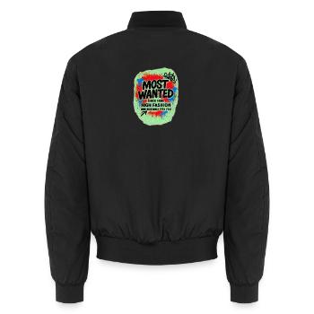 Street Art T-Shirt gesucht - Unisex Bomberjacke - Schwarz - Hinten - AI Model Male 185 light (185cm)