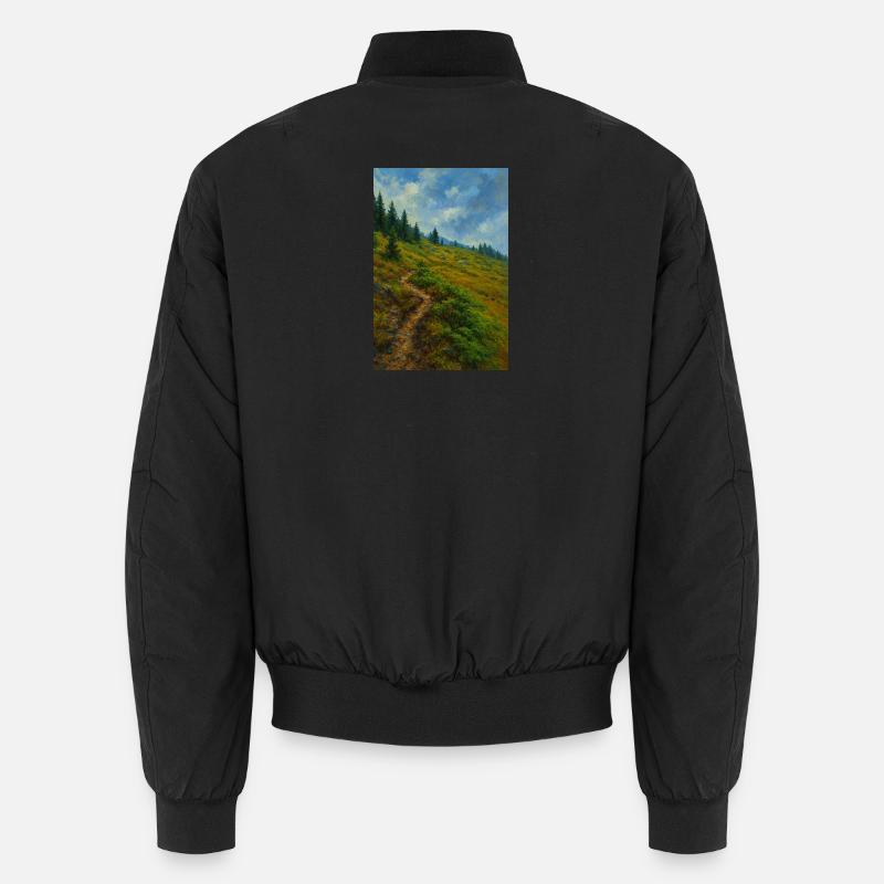 Landschaftliche Bergwanderung in Ölgemälde-Optik - Unisex Bomberjacke - Schwarz