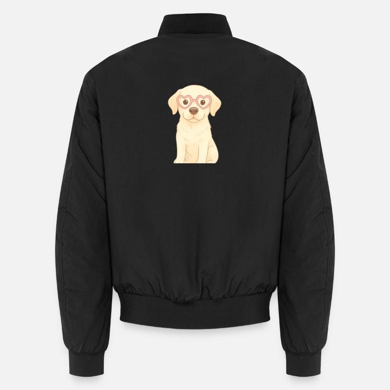 Verspielter Hund mit Herzbrille Unisex Bomberjacke