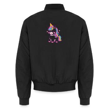 Licorne colorée avec crinière arc-en-ciel - Bomber unisexe - noir - Dos - AI Model Male 185 light (185cm)