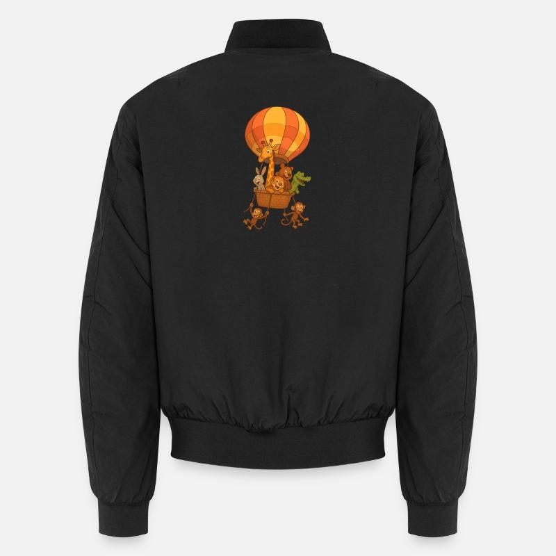 Hot Air Balloon Joyful Animals in Flight Noah's Ark Unisex Bomber Jacket