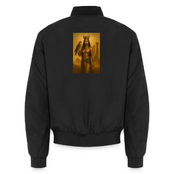 Ägyptische Göttin – Falke und Pyramiden - Unisex Bomberjacke - Schwarz - Hinten - AI Model Male 185 light (185cm)