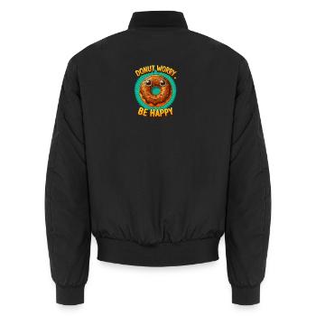 Donut Worry be happy  - Unisex Bomberjacke - Schwarz - Hinten - AI Model Male 185 light (185cm)