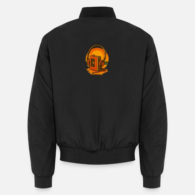 Sonnenuntergang Cassette Kopfhörer - Unisex Bomberjacke - Schwarz