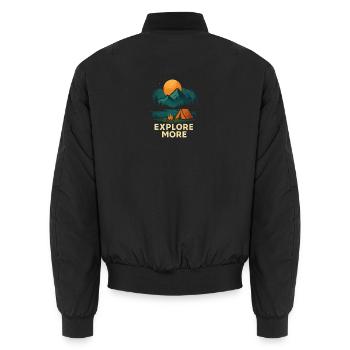 Explore More Outdoors - Unisex Bomber Jacket - black - Back - AI Model Male 185 light (185cm)