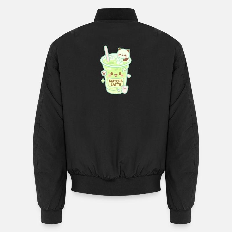 Matcha Latte Panda - Unisex Bomber Jacket - black