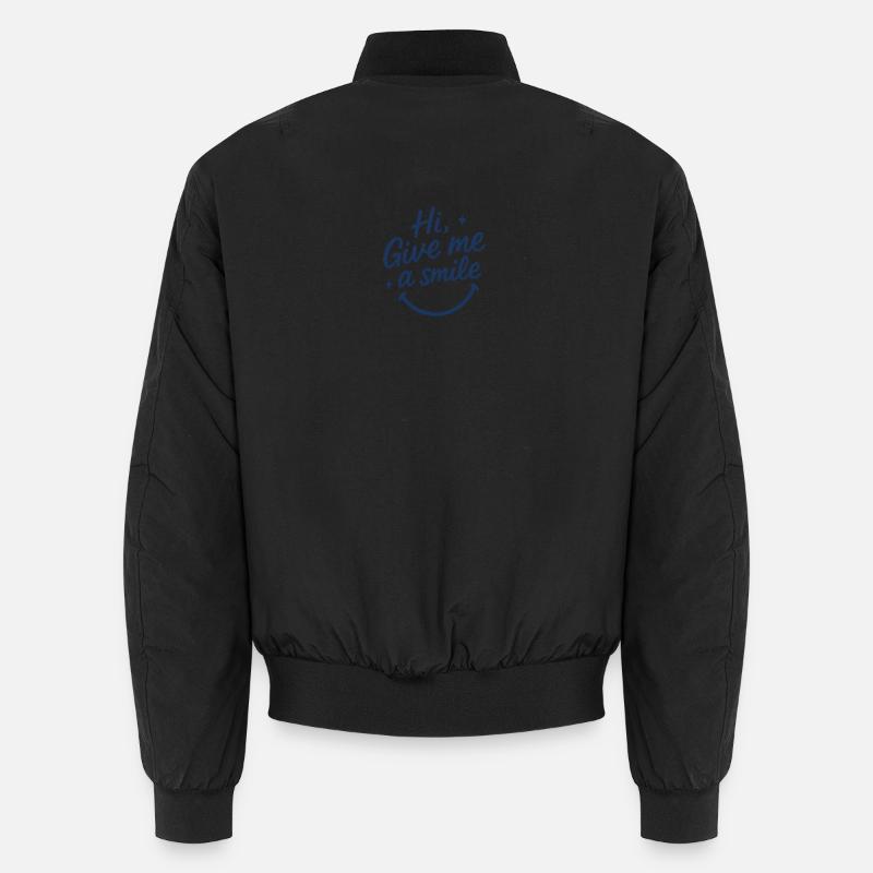 Hi, Give Me a Smile — Playful Hand-Lettered Tee Unisex Bomber Jacket