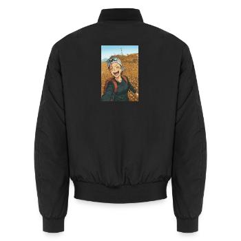 Lachen in den Bergen animiert Abenteurer - Unisex Bomberjacke - Schwarz - Hinten - AI Model Male 185 light (185cm)