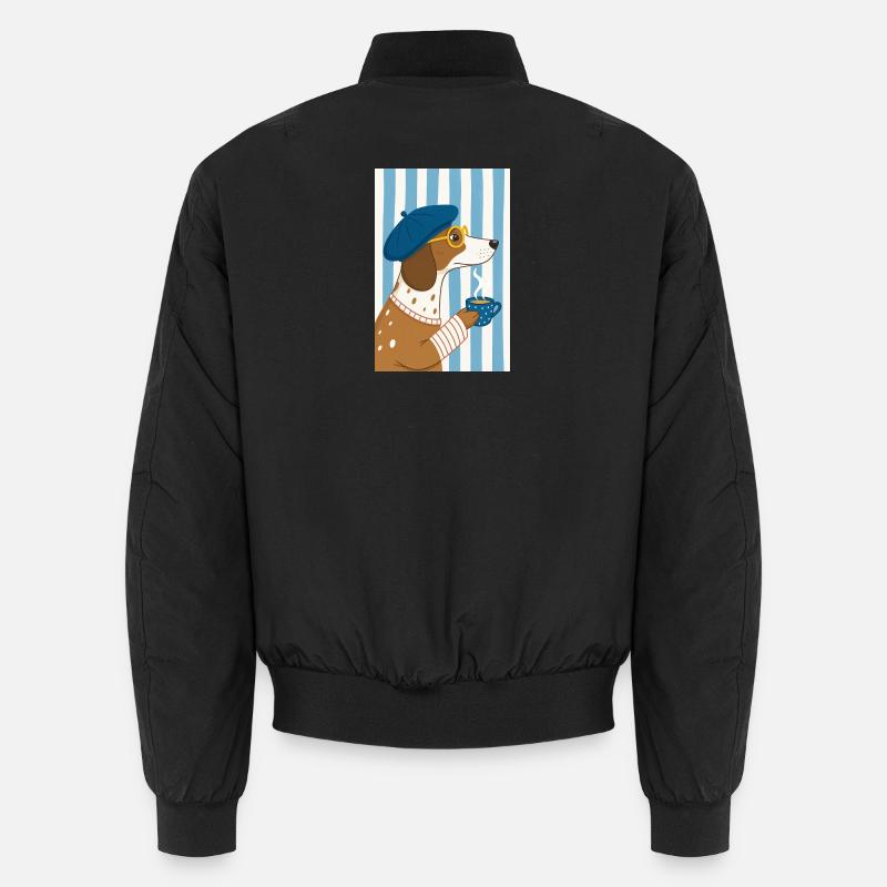 Chic Dog Coffee and Beret Unisex Bomber Jacket