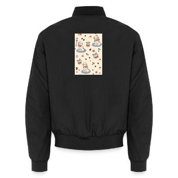Dalmatiner Welpen Charm Kirschen - Unisex Bomberjacke - Schwarz - Hinten - AI Model Male 185 light (185cm)