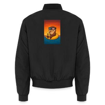 monterey bay aquarium otter shirt otter shirt sea  - Unisex Bomber Jacket - black - Back - AI Model Male 185 light (185cm)