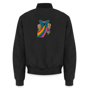 Regenbogen Schmetterling - Unisex Bomberjacke - Schwarz - Hinten - AI Model Male 185 light (185cm)