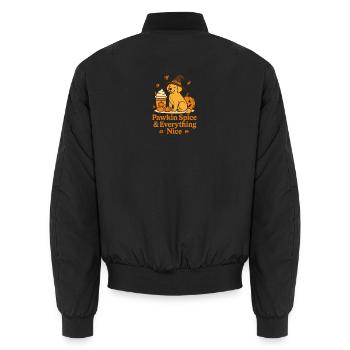 Funny Halloween Dog Lover T-Shirt | Cute Fall Pet  - Unisex Bomberjacke - Schwarz - Hinten - AI Model Male 185 light (185cm)