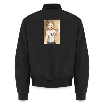 Hero Manga Lächeln - Unisex Bomberjacke - Schwarz - Hinten - AI Model Male 185 light (185cm)