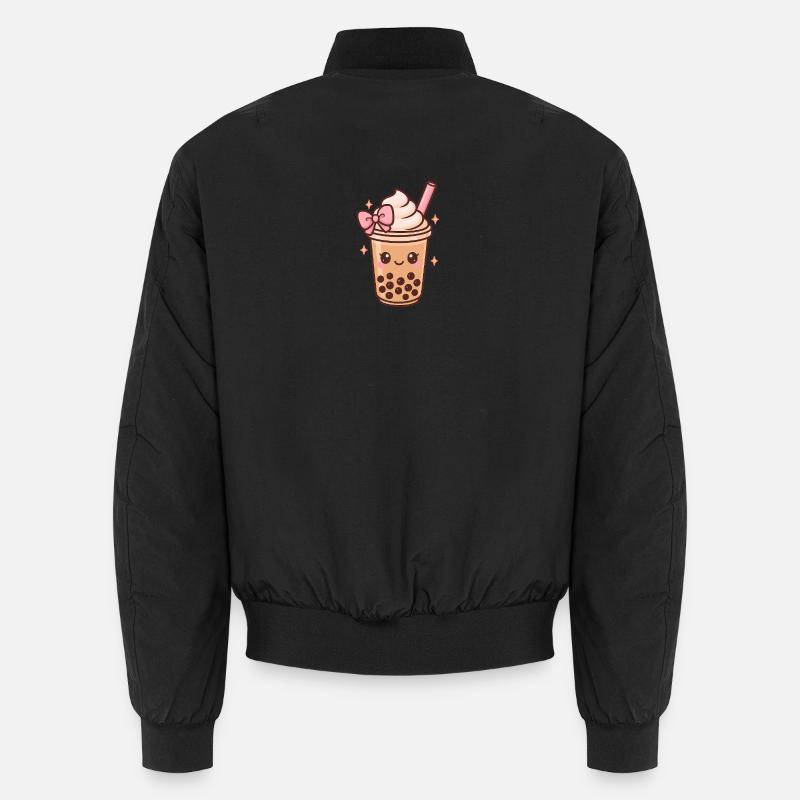 Cute Boba with Bow, Bubble Tea Girl Unisex Bomber Jacket
