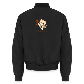 Kick cat - Unisex Bomber Jacket - black - Back - AI Model Male 185 light (185cm)