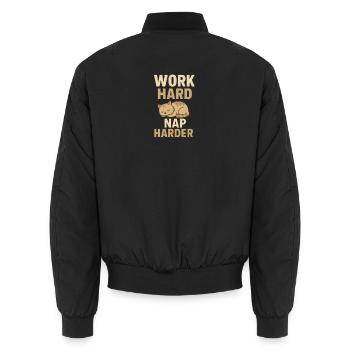 Travailler dur, faire la sieste plus fort - Bomber unisexe - noir - Dos - AI Model Male 185 light (185cm)