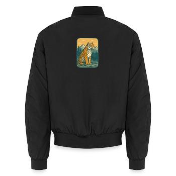 Tiger im Gebirge Retro-Motiv - Unisex Bomberjacke - Schwarz - Hinten - AI Model Male 185 light (185cm)