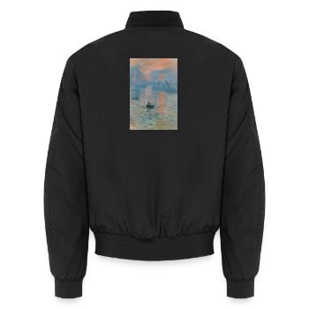 Paysage marin impressionniste Coucher de soleil - Bomber unisexe - noir - Dos - AI Model Male 185 light (185cm)