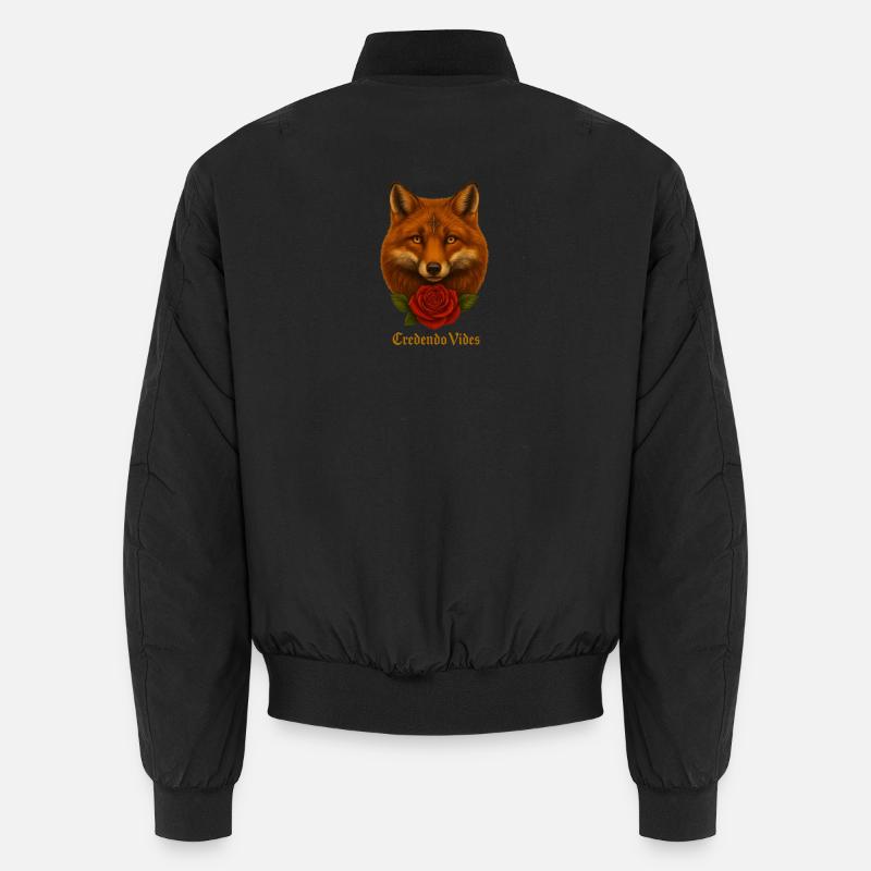 Fox with Rose - Credendo Vides - Unisex Bomber Jacket - black