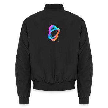 Future Fusion – Neon Flow Vibes - Unisex Bomber Jacket - black - Back - AI Model Male 185 light (185cm)
