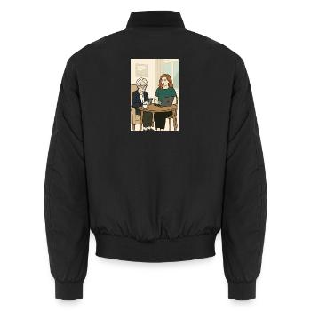 Generations at the table with technology - Unisex Bomber Jacket - black - Back - AI Model Male 185 light (185cm)