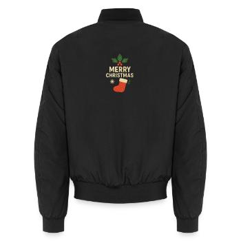 Merry Christmas Stocking Motif - Unisex Bomber Jacket - black - Back - AI Model Male 185 light (185cm)
