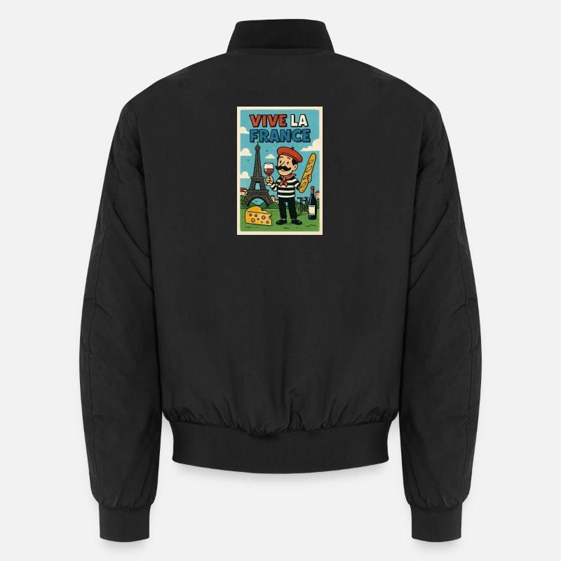 Es lebe Frankreich Retro Gourmet Unisex Bomberjacke
