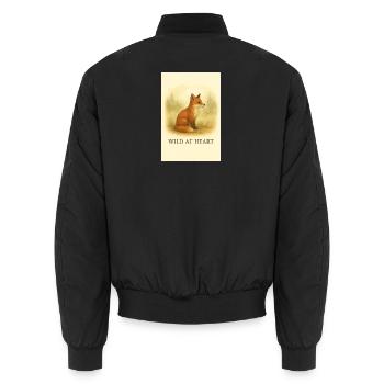Wild Fox in Nature - Unisex Bomber Jacket - black - Back - AI Model Male 185 light (185cm)