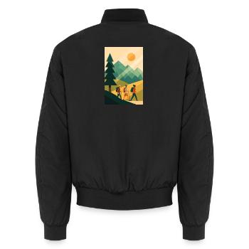 Minimalistisches Bergabenteuer - Unisex Bomberjacke - Schwarz - Hinten - AI Model Male 185 light (185cm)
