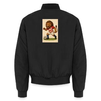 Lion in Croatia Football Jersey - Unisex Bomber Jacket - black - Back - AI Model Male 185 light (185cm)