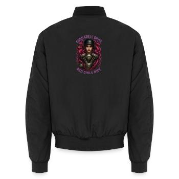 Bad Girls Ride – Pink Dreadlock Mechanic - Unisex Bomberjacke - Schwarz - Hinten - AI Model Male 185 light (185cm)