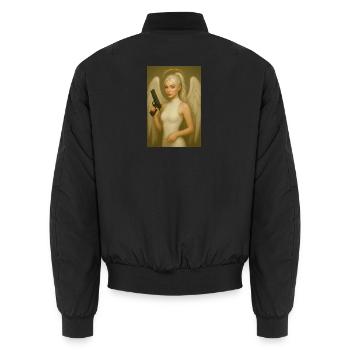 Angel with Weapon - Unisex Bomber Jacket - black - Back - AI Model Male 185 light (185cm)