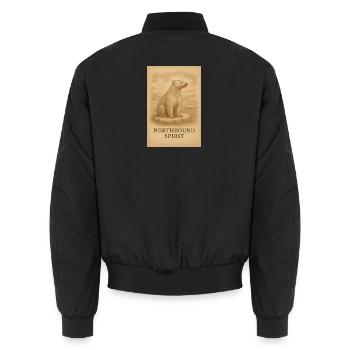 Nördlicher Geist: Arktischer Bär auf Eis - Unisex Bomberjacke - Schwarz - Hinten - AI Model Male 185 light (185cm)