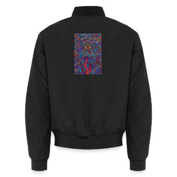 Psychedelic Eye and Mushrooms - Bomber unisexe - noir - Dos - AI Model Male 185 light (185cm)