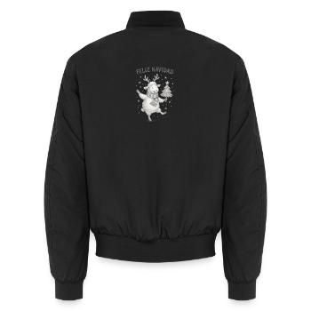 Feliz Navidad Schaf mit Weihnachtsbaum - Unisex Bomberjacke - Schwarz - Hinten - AI Model Male 185 light (185cm)