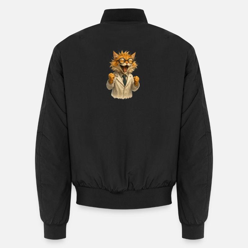 Wissenschaftliche Katze im weißen Kittel - Unisex Bomberjacke - Schwarz