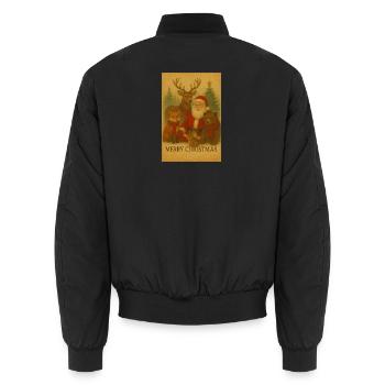 Vintage-Weihnachten mit Tierfreunden - Unisex Bomberjacke - Schwarz - Hinten - AI Model Male 185 light (185cm)
