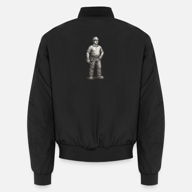 Rough sketch of construction worker with hammer Unisex Bomber Jacket
