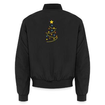 Colorful and graphic Christmas tree - Unisex Bomber Jacket - black - Back - AI Model Male 185 light (185cm)