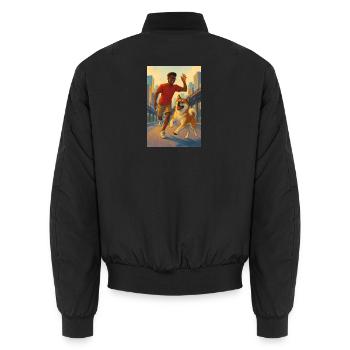 Matt & Holly - Character over labels. - Unisex Bomber Jacket - black - Back - AI Model Male 185 light (185cm)