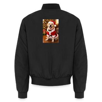 Weihnachtshund im Santa-Outfit - Unisex Bomberjacke - Schwarz - Hinten - AI Model Male 185 light (185cm)